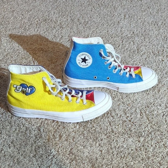 Converse Pink and Blue High-Top Sneakers Classic Canvas Style - Picture 3 of 9